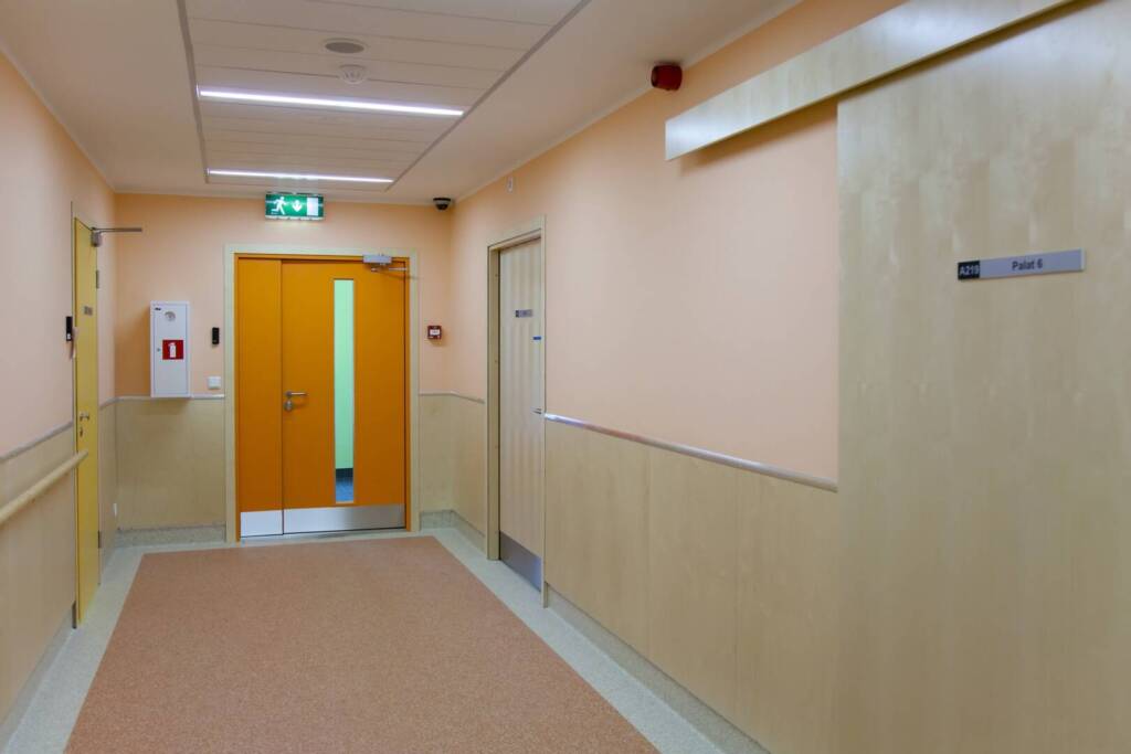 Carpeted Hospital Hallway